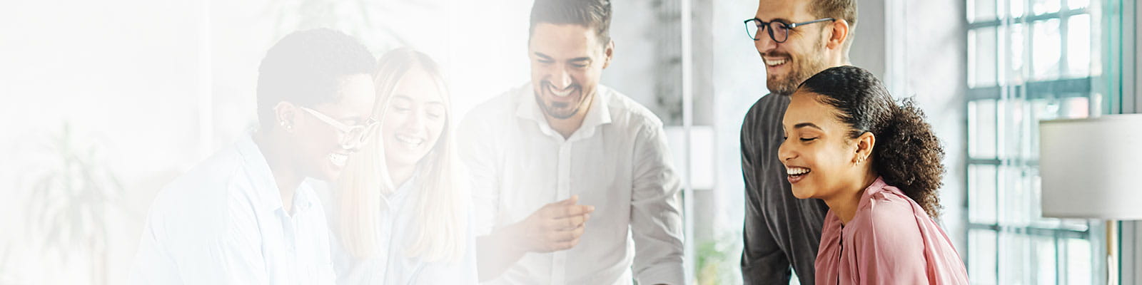 Group of interns working together.
