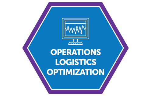 Light blue hexagon that says Operations Logistics Optimization.