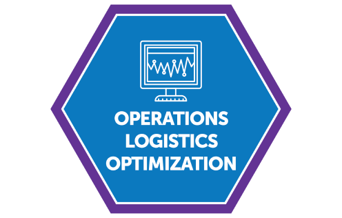 Light blue hexagon that says Operations Logistics Optimization.